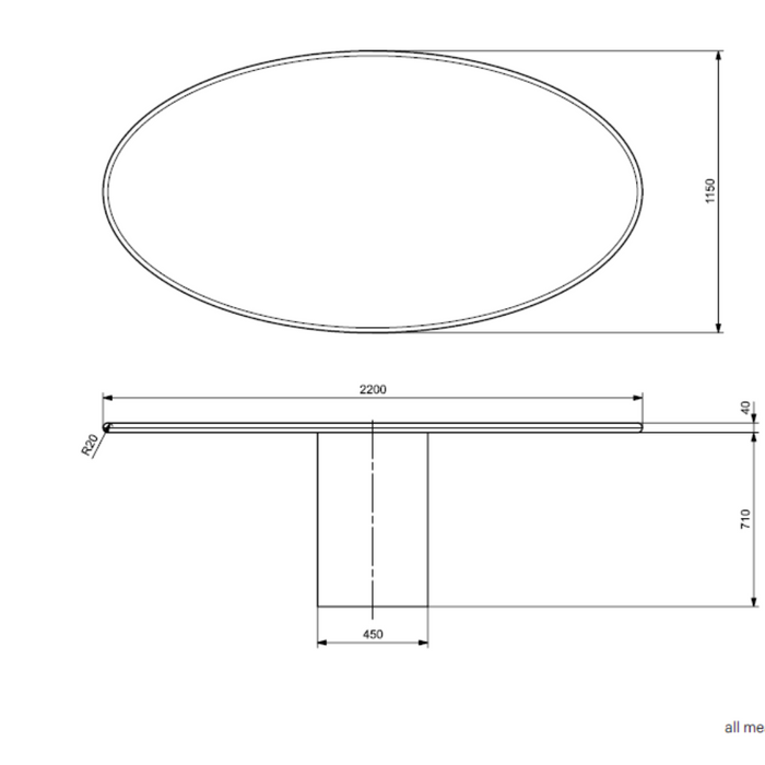 Ovale eettafel betonlook - Dena - Latte - 220cm - StoneSkin
