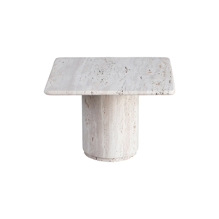 Table basse Lyon - Grès blanc brut - bord biseauté rond - H37