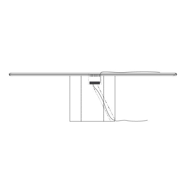 Table à manger Limoges avec chemin de câbles - Microskin - 200 cm