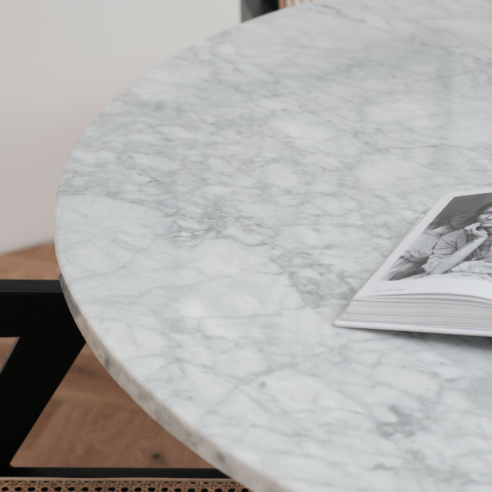 Table à manger ronde avec plateau en marbre - Blanc de Carrare - Ø125cm