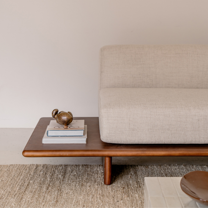 Zitbank Daro - 250 cm - Koffieboon kleur - Stoffenzitting spotted sandstone waeve