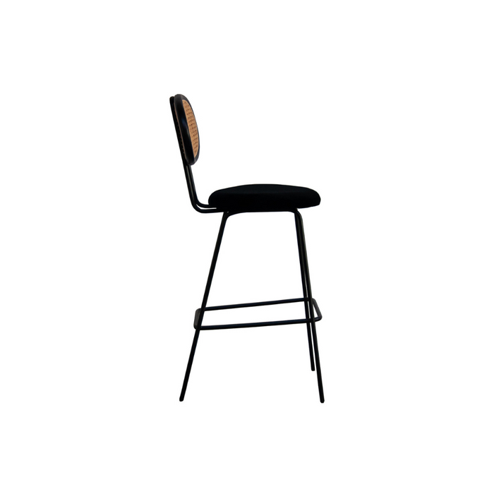 Retro Bar stool - Dublin - Black/Natural Rattan