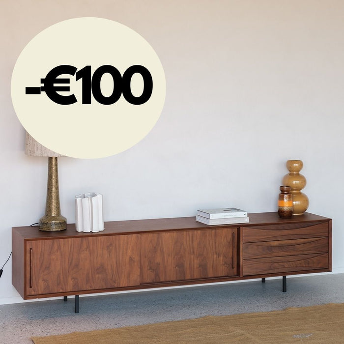 TV cabinet with drawers - Oskar - Walnut - 220 cm