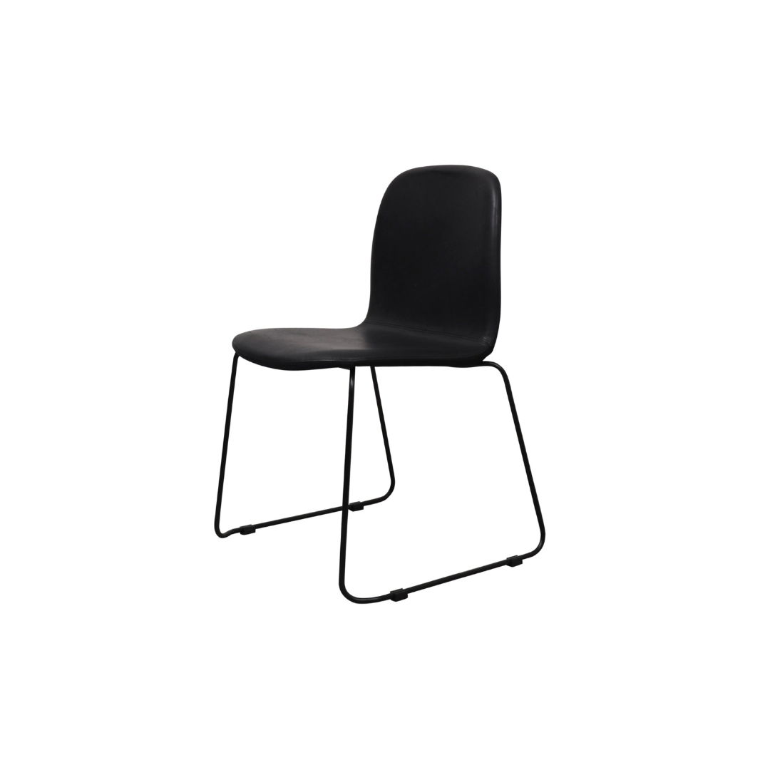 Dining chair - Cedric - Black Leather/Canvas — Furnified