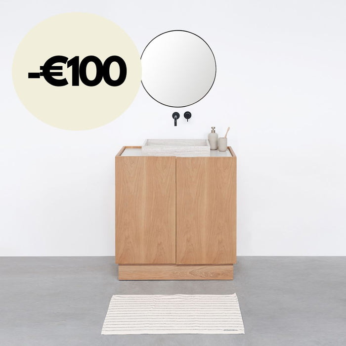 Mueble de baño Felix - Roble - Lavabo Mármol Beige - George I - (84 cm)