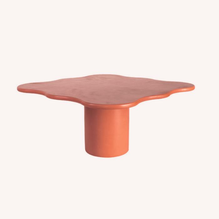 Table à manger carrée Saumur - Sienne Brute - MicroSkin - Bord droit