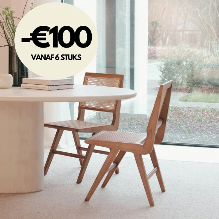 Retro Dining Chair Walnut/Natural Rattan - Ruben