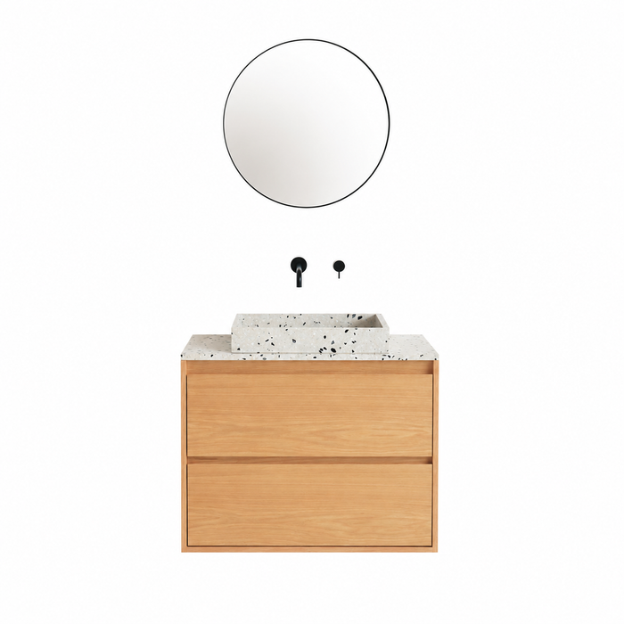 Mueble de baño Ann roble con lavabo de terrazo George 80 cm