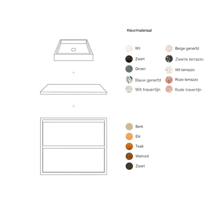 Mueble de baño de terrazo - Lavabo George - Roble negro - (80 cm) - ANN