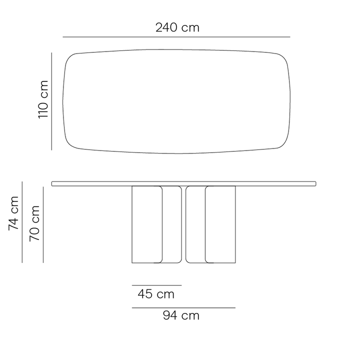 Lange Eettafel Nova – MicroSkin Blad in Latte – Latte IJzeren Onderstel – 240 cm