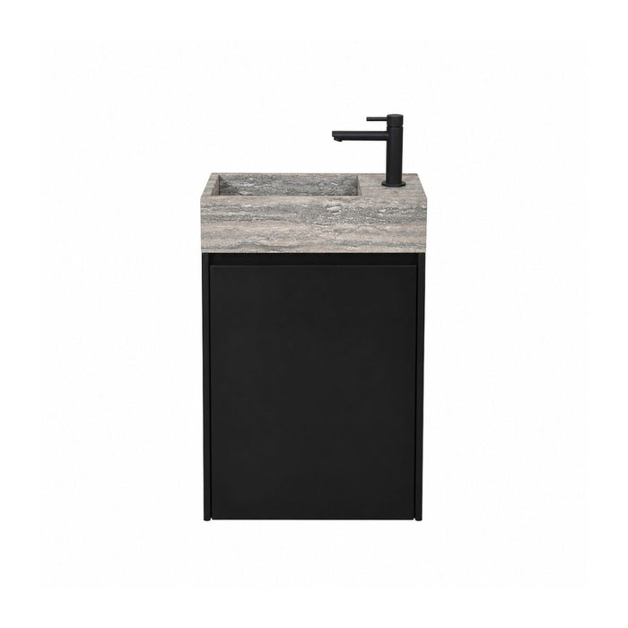Krabi hand wash basin with cabinet - Black - Gray Travertine