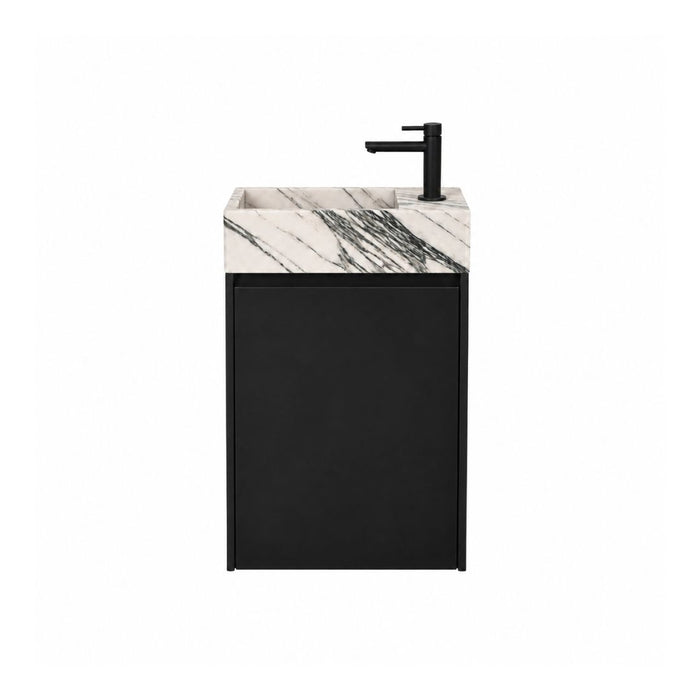 Krabi hand wash basin with cabinet - Black Oak - Blue/white marble