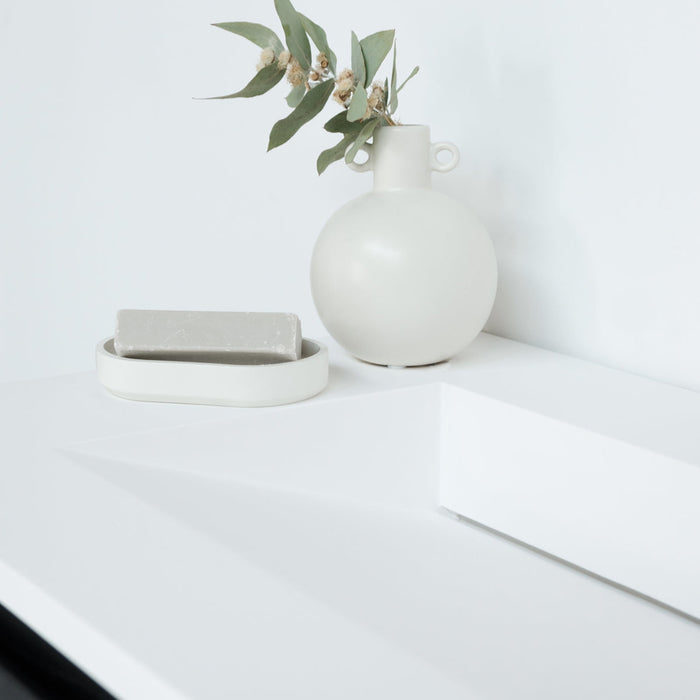 Zwart badkamerset met Ann korte kast - Cordoba Wit Mat - Solid Surface - 150 cm