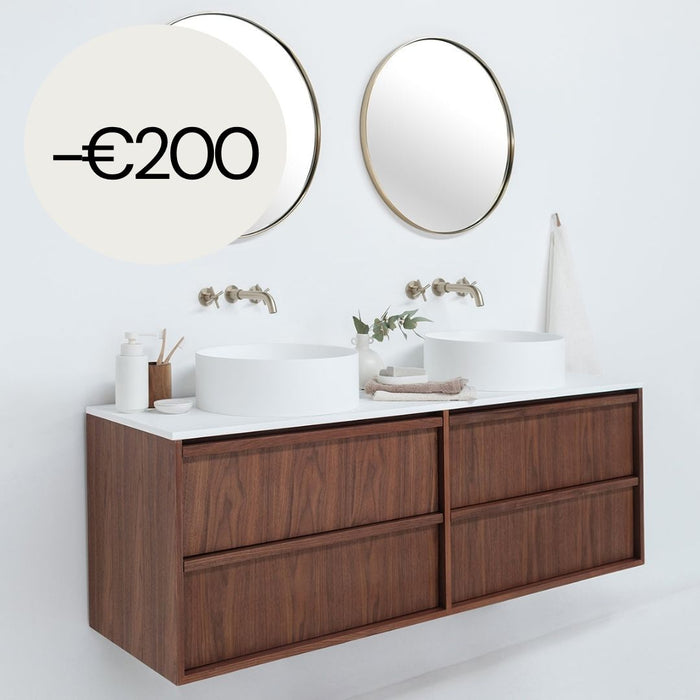 Bathroom set Fien 150 walnut - Sims Solid Surface