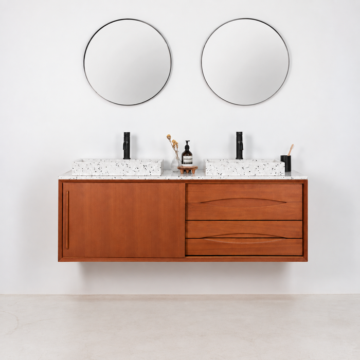 Washbasin furniture Bill Teak - Terrazzo Washbasin - Terrazzo Washboard