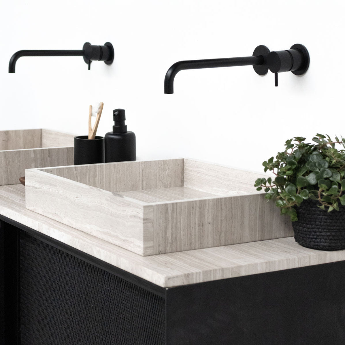 Wastafel marmer - Beige - George - Met Bodemplaat — Furnified