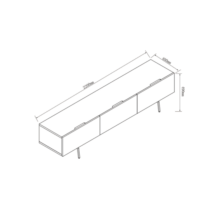 Dressoir Duinkerke - 220 cm - Donkerwalnoot