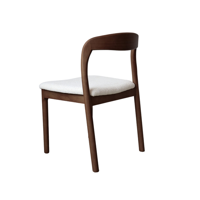 Chaise de salle à manger Chale - H76.5 cm - Noyer foncé - Tissage bouclé ivoire