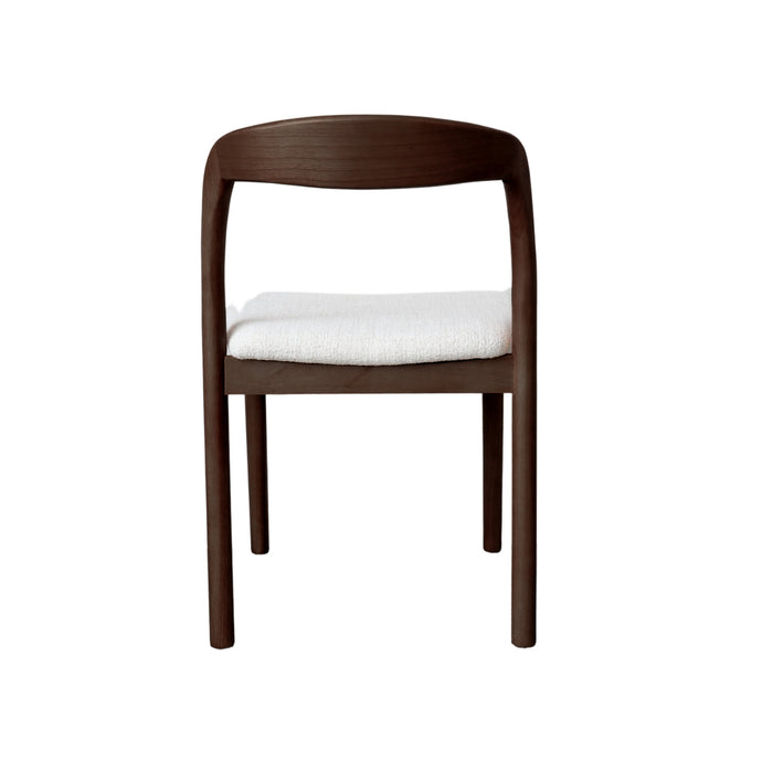 Chaise de salle à manger Chale - H76.5 cm - Noyer foncé - Tissage bouclé ivoire