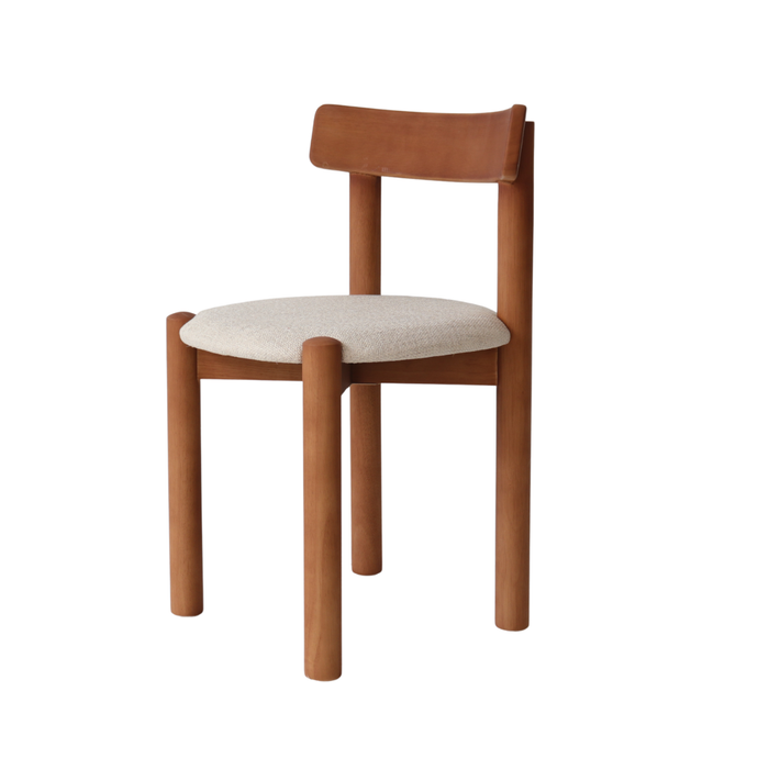 Chaise de salle à manger Arlo - Noyer - Assise en tissu : bouclé ivoire