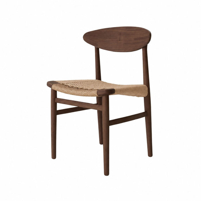 Silla de comedor Tourcoing - Nogal oscuro - Asiento tejido