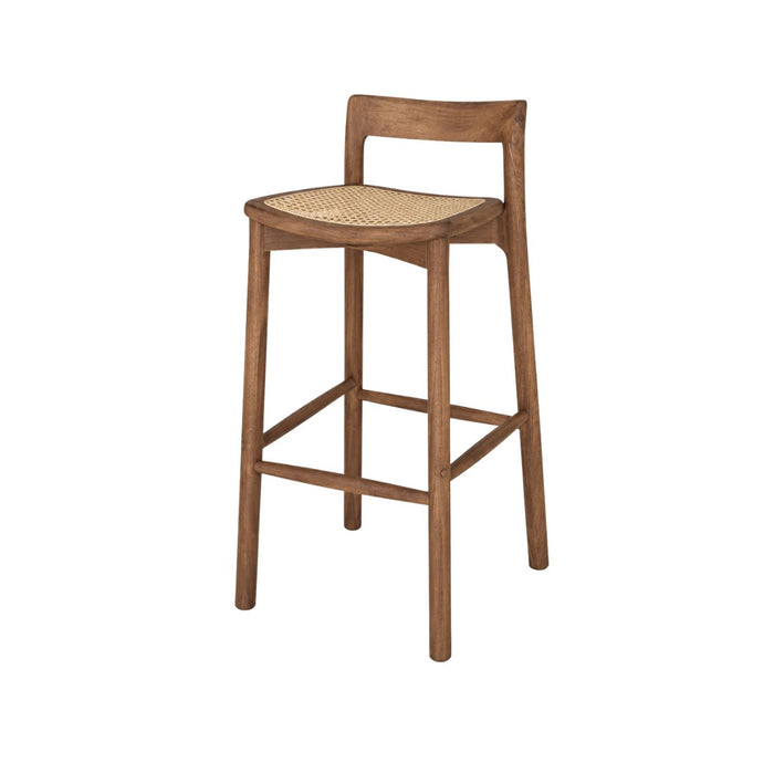 Tabouret Charmes - Acacia noyer - Assise en rotin - Hauteur d'assise 65 cm