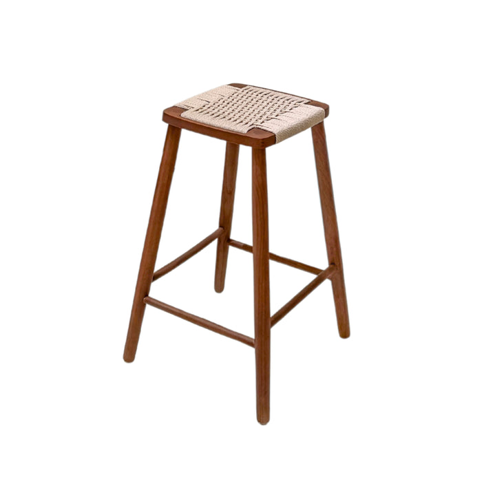 Taburete Belli - Altura del asiento 65 cm - Color grano de café - Asiento tejido