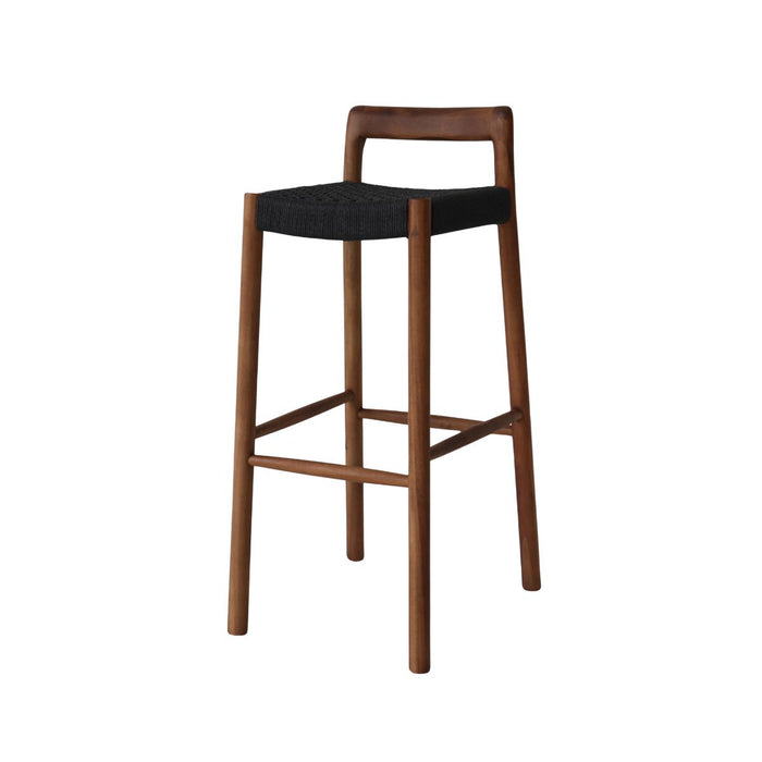 Tabouret de bar Nulla - Hauteur d’assise 75 cm - Acacia noyer - Assise tissée noire
