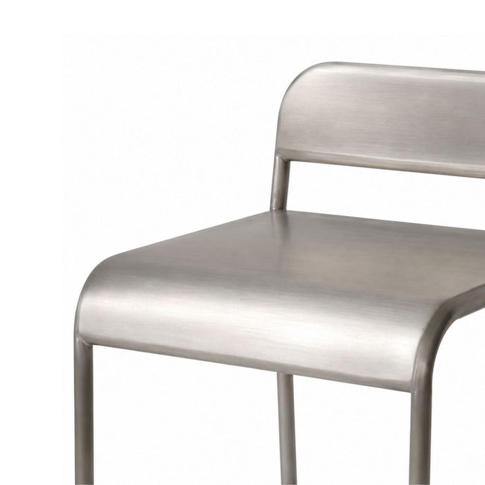 Noli bar stool with backrest - Seat height 65 cm - Brushed steel