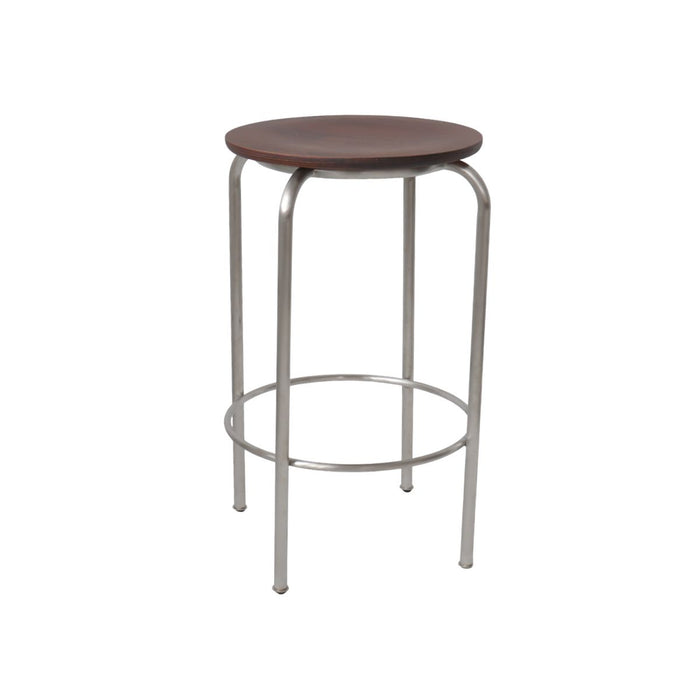 Astor bar stool D43,8 H65 - Brushed steel - Dark walnut wooden seat