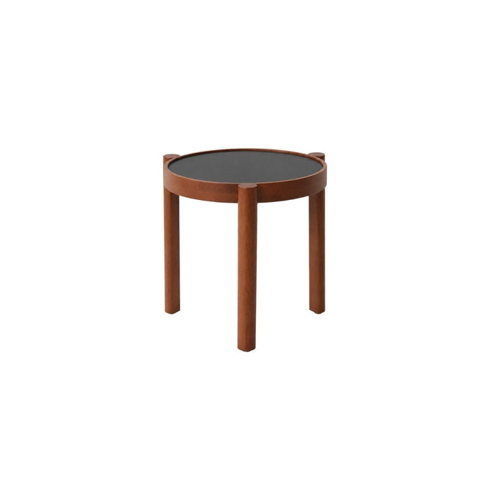 Stapelbarer Couchtisch Lucie T35 H36,6 - Dunkelwalnussbein - Schwarze HPL-Tischplatte