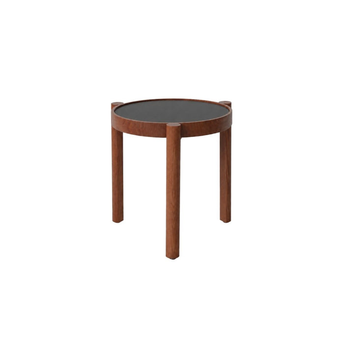 Stapelbare salontafel Lucie D35 H45.4- Donkerwalnoot poot - Zwart HPL tafelblad