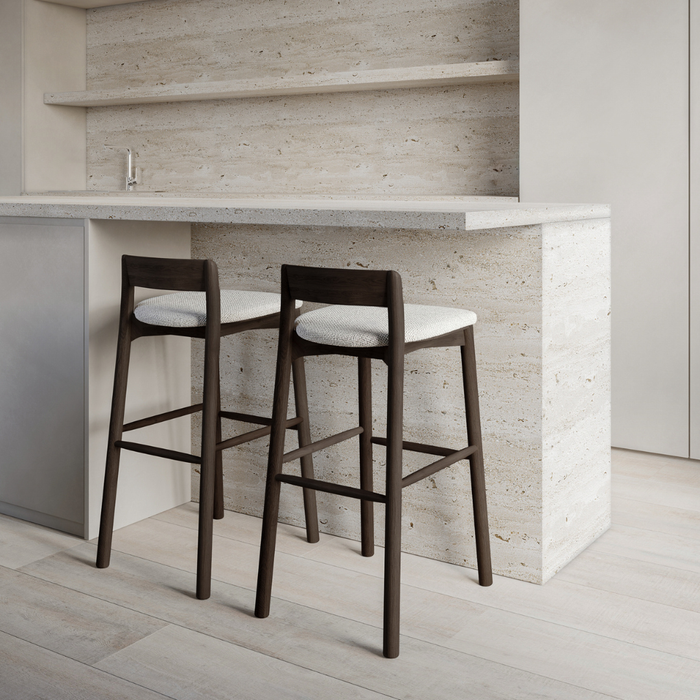 Barkruk Charmes - Smoke - Stoffen zitting - Sandstone spotted Weave - 65 cm zithoogte