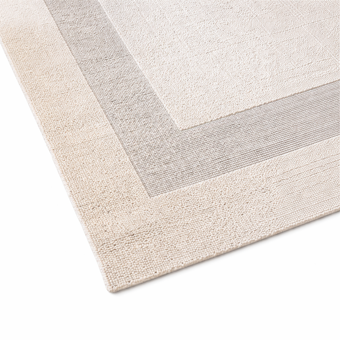 Handgemaakt tapijt - Kora - 100% naturel wol - Wit met streep