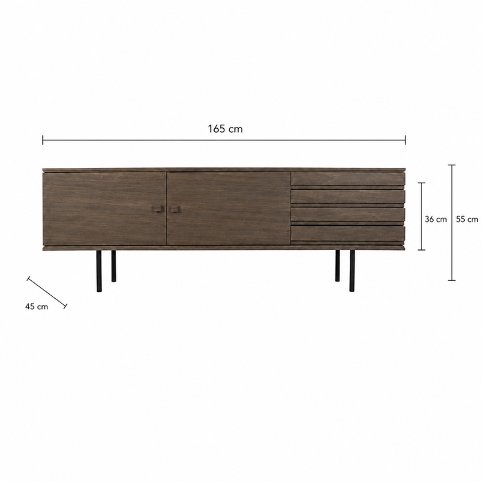 TV Cabinet - Calvin - Smoke - 165 cm