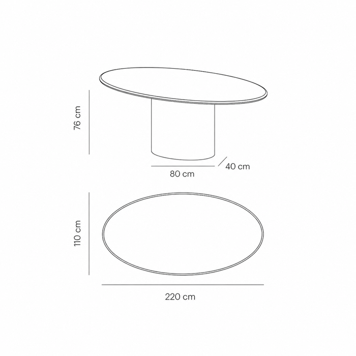 Oval dining table concrete look - Dena - Latte - 220cm - StoneSkin