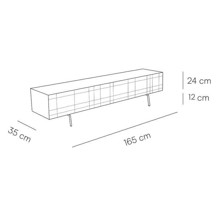 TV meubel Met Latten - Duinkerke - Walnoot - 165 cm