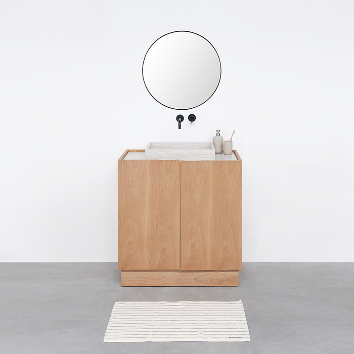 Bathroom furniture Felix - Oak - Washbasin Beige Marble - George I - (80 cm)