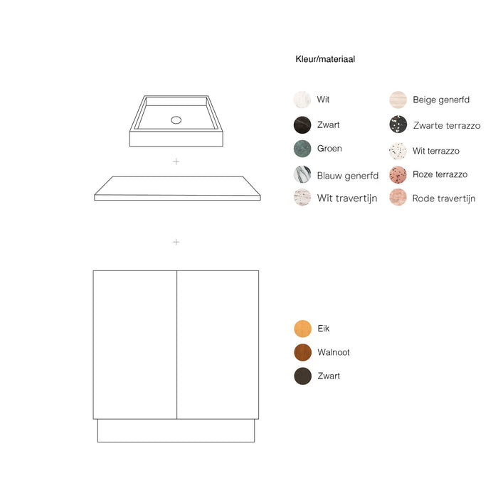 Mobiliario de baño - Mármol verde - Lavabo George - Roble negro - (84 cm) - Felix