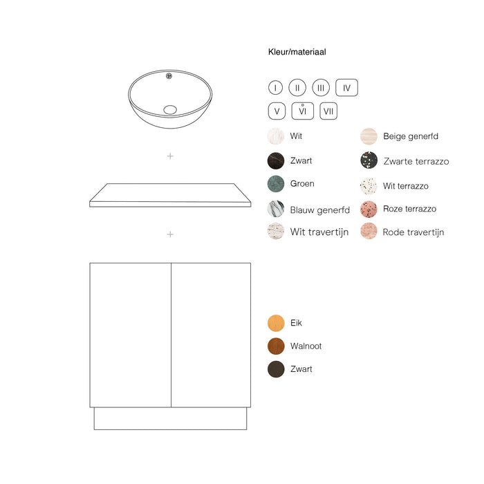 Badeværelsesmøbler - Hvid Keramik - Håndvask Alexis V - Valnød - (84 cm) - FELIX