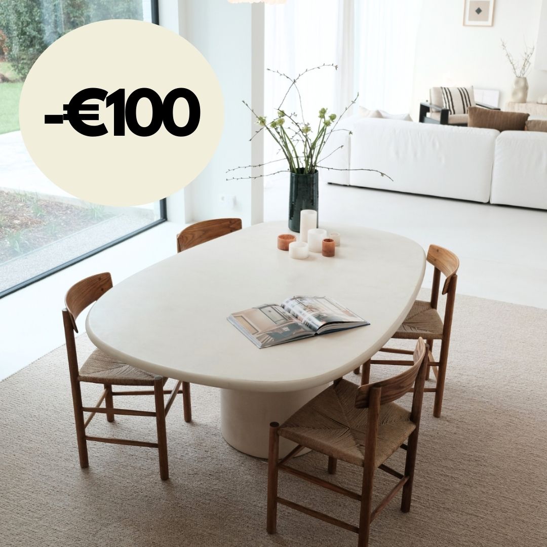 Beige eettafel in mortex look - Microskin - 180 cm - Geelong — Furnified