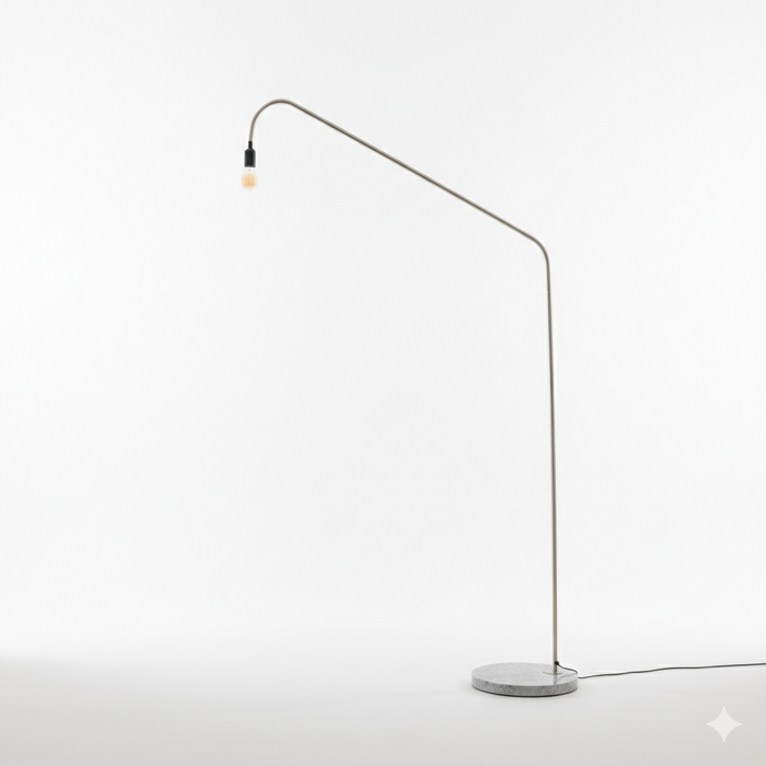 Lampe Ellis - Grande H202 - Travertin blanc - Pied en acier brossé