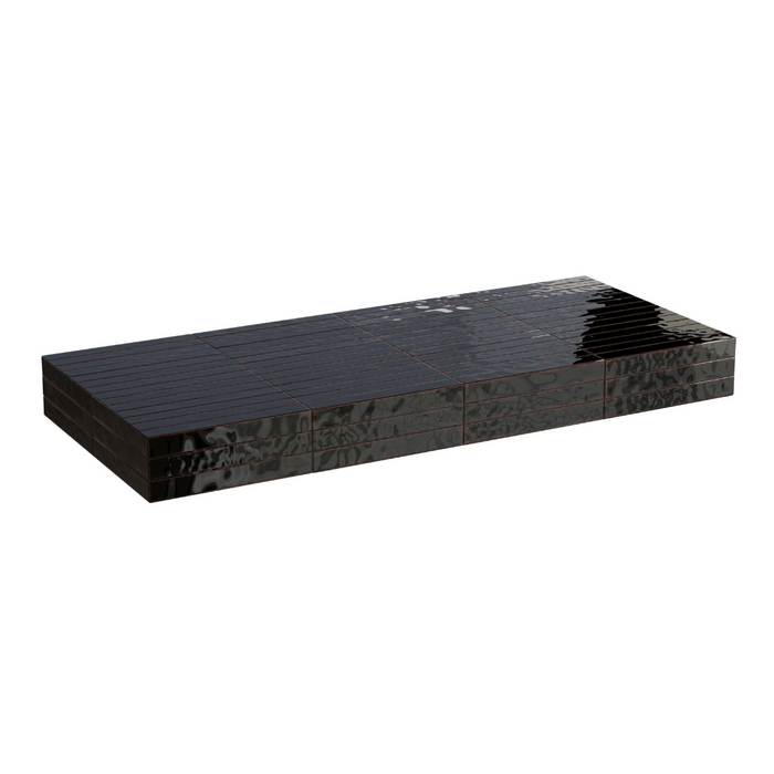 Table basse Tilo - Plateau en carreaux noirs - Rectangulaire - 168 cm