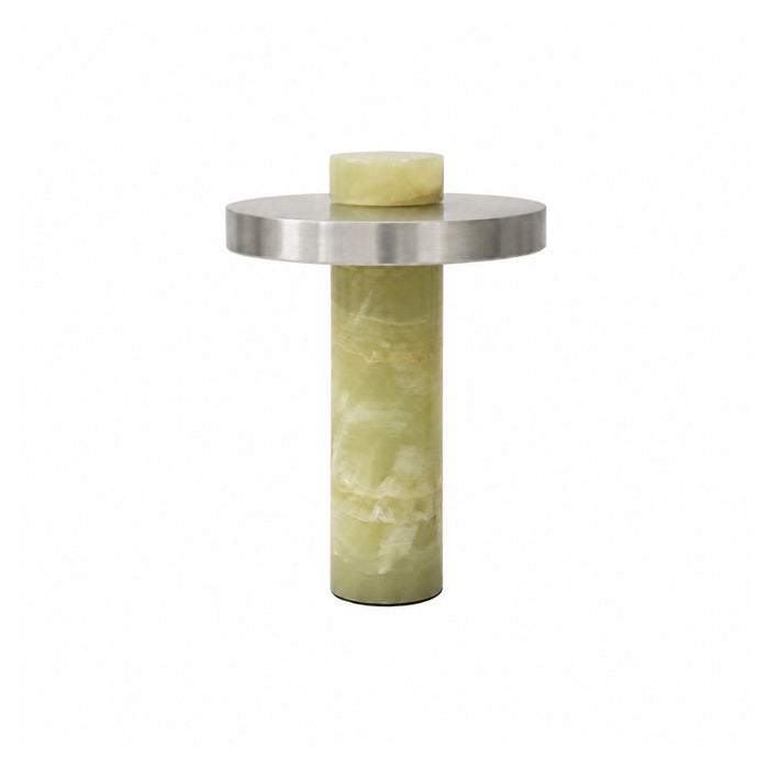 Tischlampe Arles – Grüner Onyx - Edelstahl – Ø22 x H30 cm