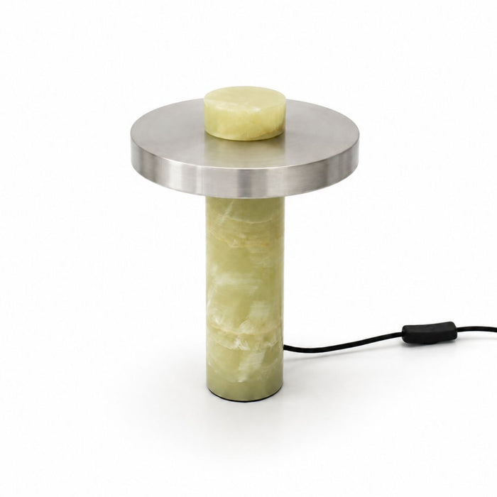 Tischlampe Arles – Grüner Onyx - Edelstahl – Ø22 x H30 cm