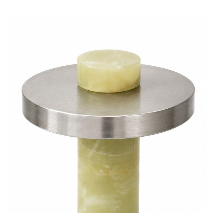 Tischlampe Arles – Grüner Onyx - Edelstahl – Ø22 x H30 cm