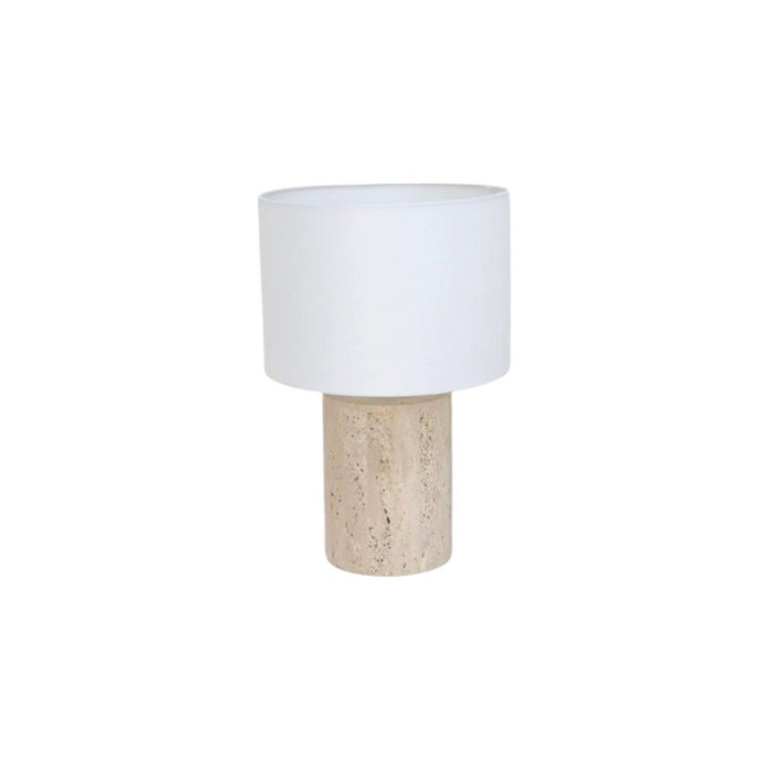 Tischlampe - Auch - Travertin - Weiß - H42 cm