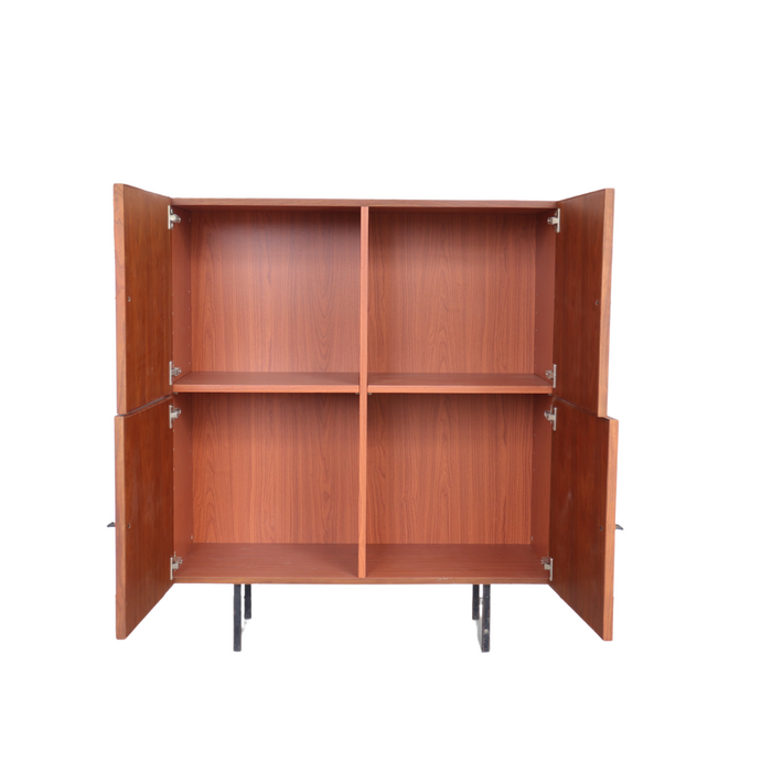 Hohes Sideboard Mark Walnuss mit Raffia-Türen