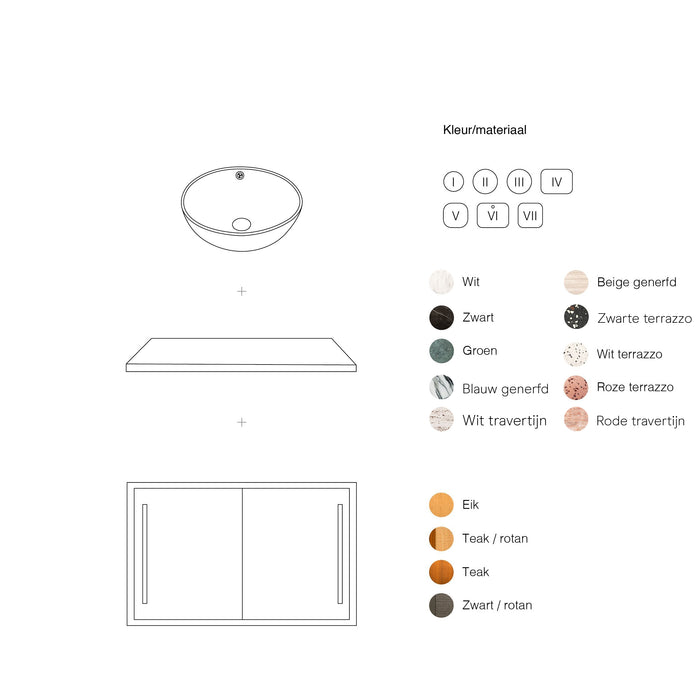 Mueble de baño Roble - Terrazo blanco - Lavabo George (80 cm) - Nestor