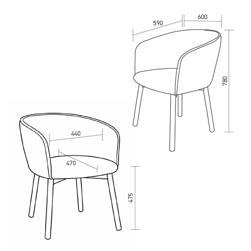 NOX-eetkamerstoel-furnifiedTechnischetekening